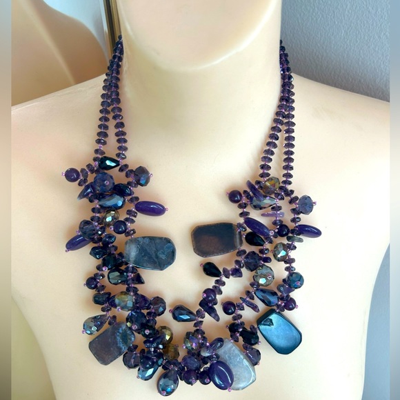 Make a Statement - Handmade Amethyst Multi-tier Necklace - Picture 1 of 6
